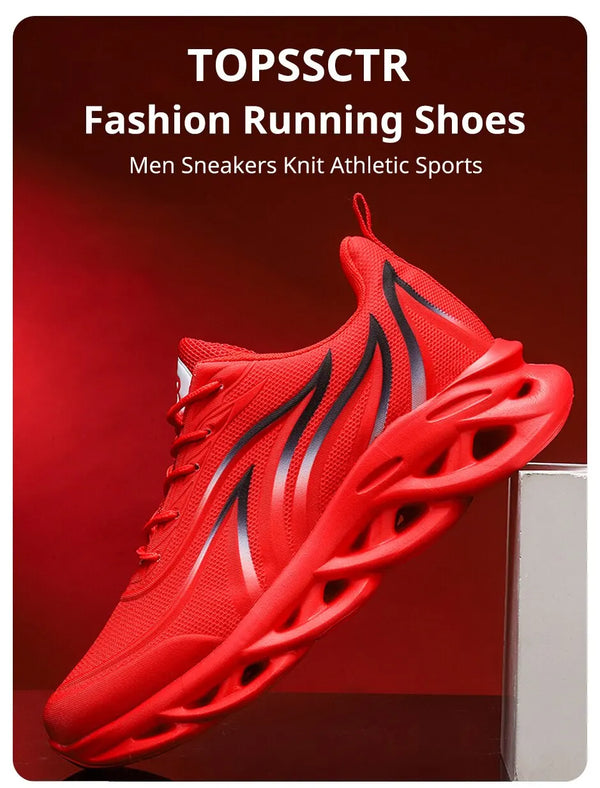 Fashion Flame Printed Running Shoes for Men - Lightweight, Cushioned, and Athletic. Perfect for Jogging, Sports, and Training!